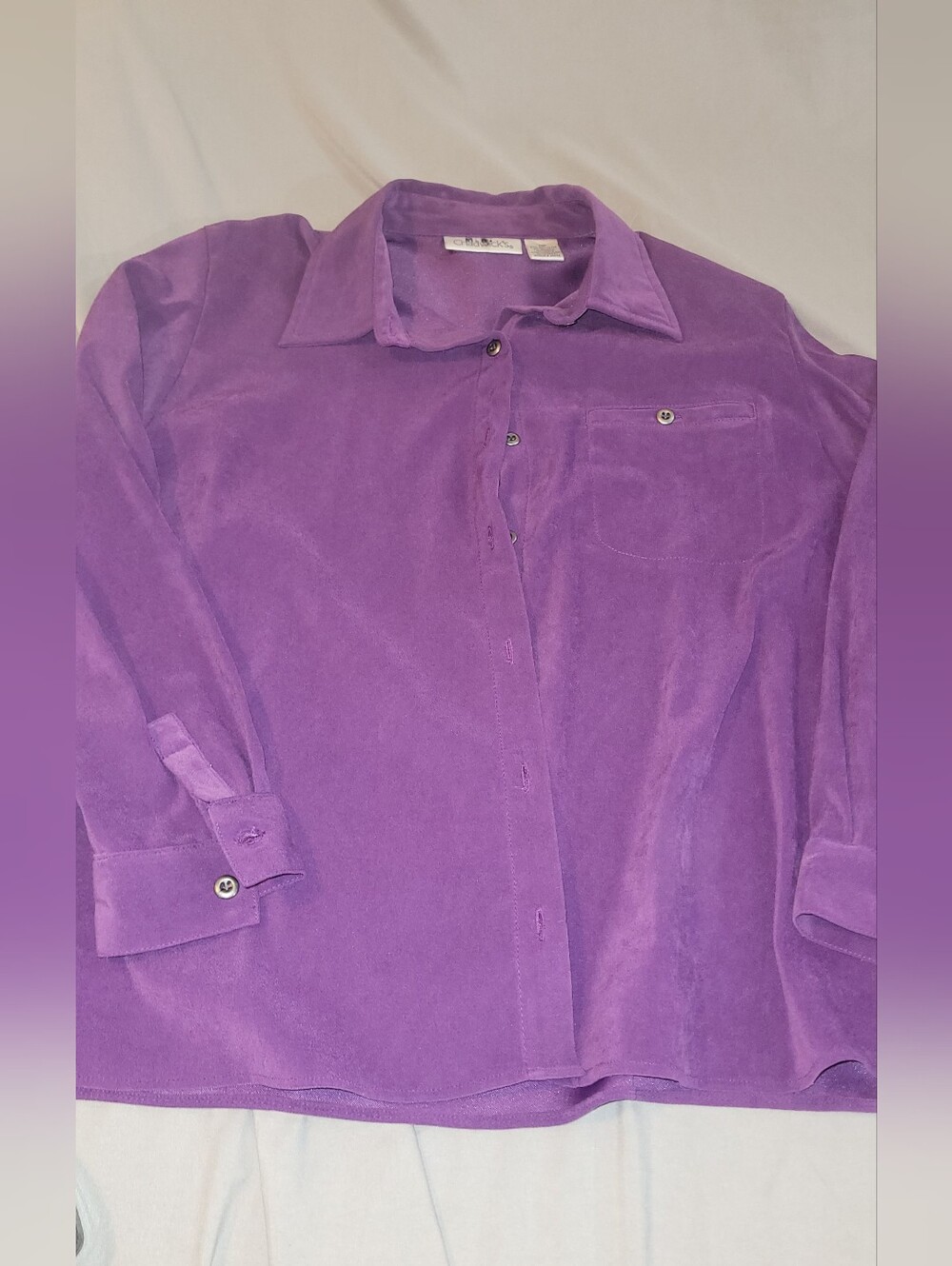 Womens 14P Purple Button Down Top